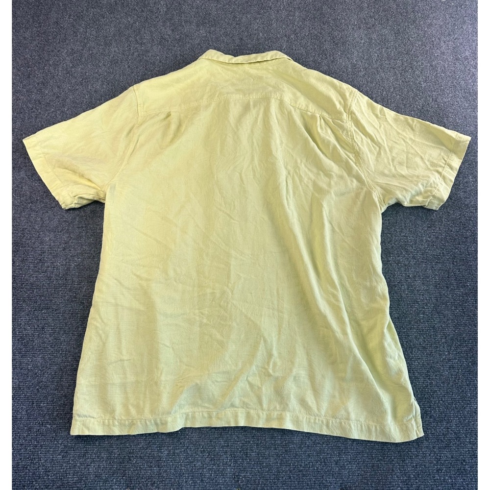 Tommy Bahama Mens XL Yellow 100% Silk Short Sleeve Palm Jacquard Camp Shirt - Picture 2 of 9